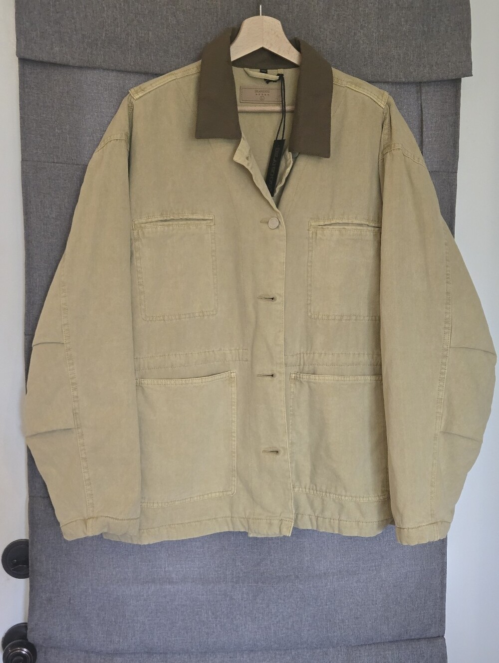 Blank NYC Cotton Barn Utility Relaxed Fit Jacket Beige Size Large NWT
